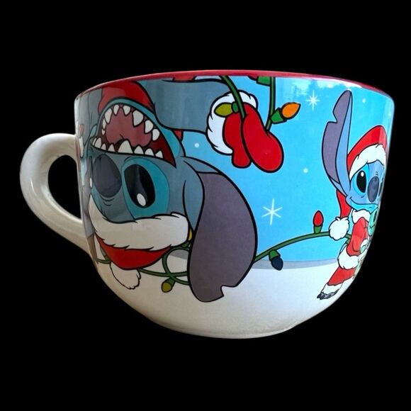 Disney Lilo & Stitch Christmas "Holiday Mischief" Soup Mug/Bowl 29 oz. - Picture 5 of 9